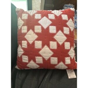 Envogue 100 Percent Cotton Pillow Red White Pattern